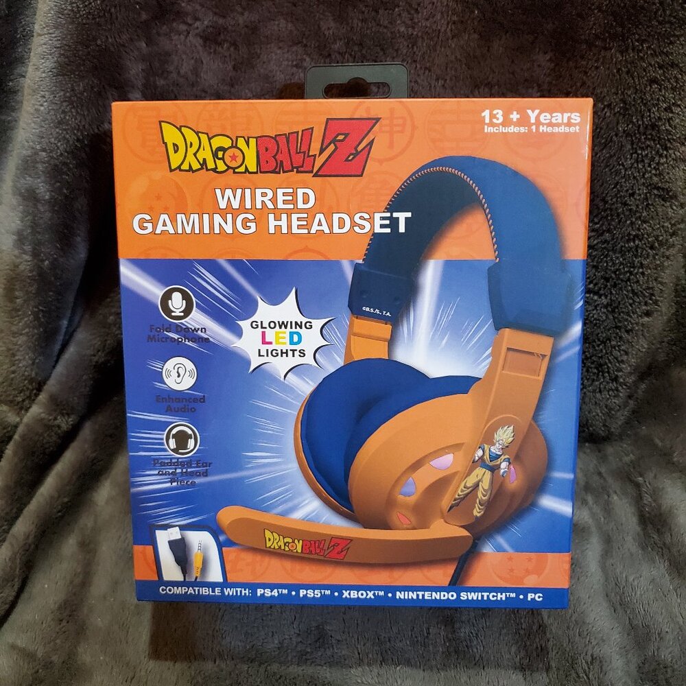 Dragon Ball Z Goku Wired Gaming Headset Headphones LED Light Soft Cushion